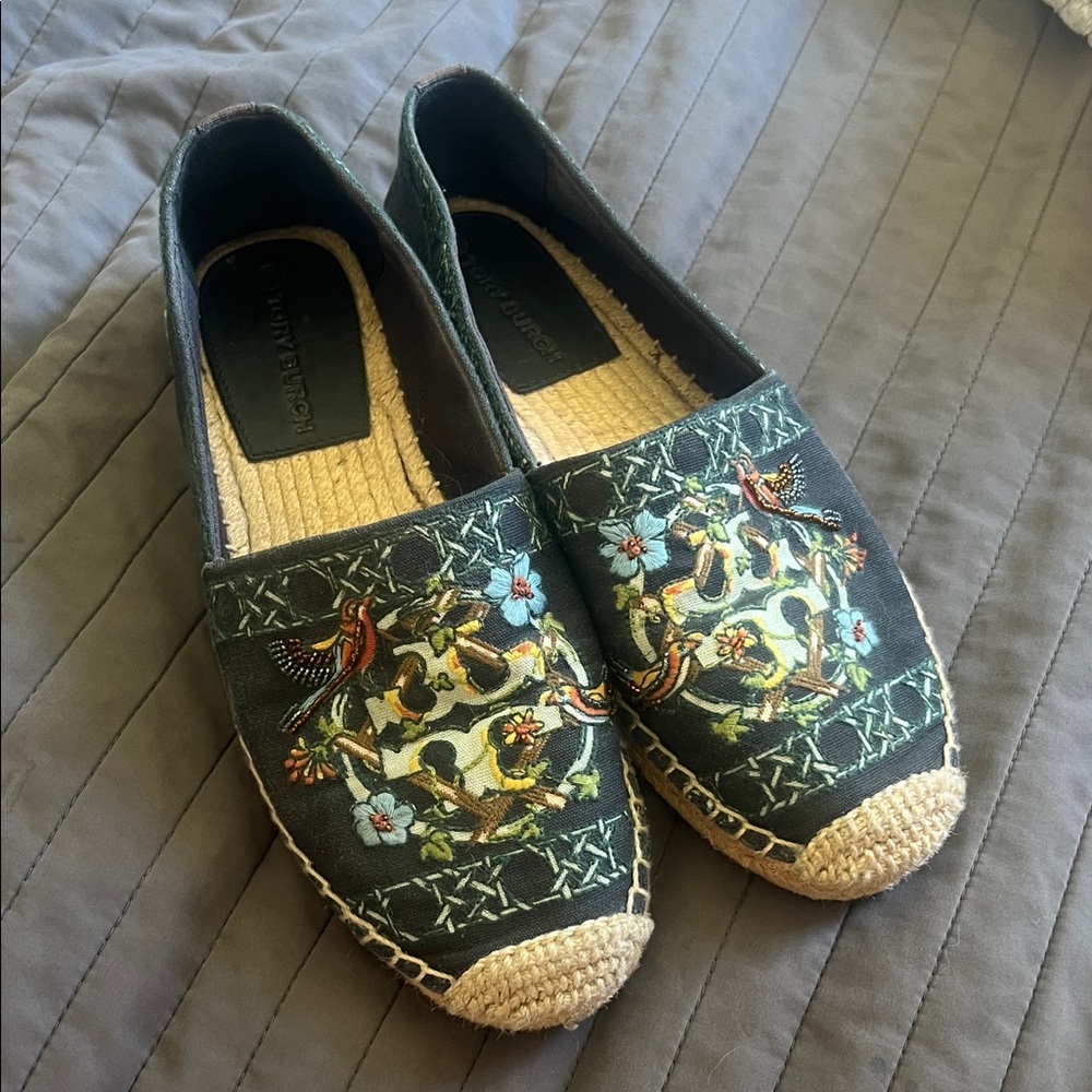 Tory Burch Embroidered Espadrille Flats